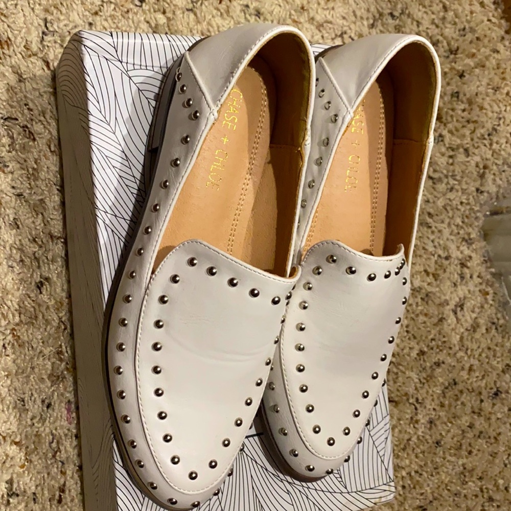 Studded white Loafers